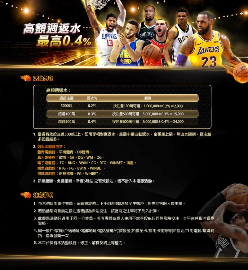 大老爺娛樂城-高額周返水最高0.4% 內文